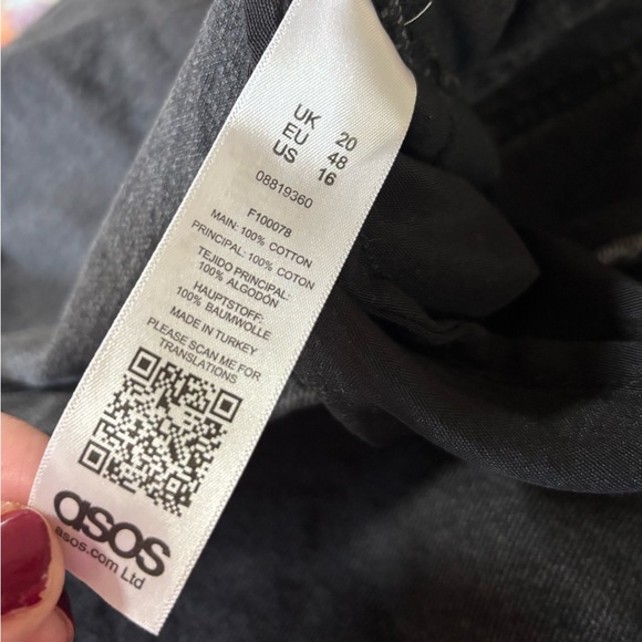 ASOS black Denim overall Dress size 16 - Picture 7 of 7